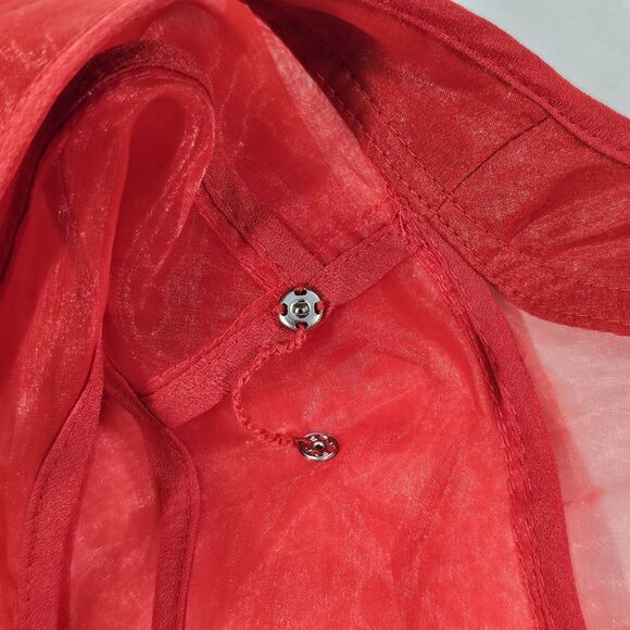 Karen Millen Red Sheer Organza Ruffle Blouse UK 8 US 4 EU 36 Button Front Top - Picture 5 of 7